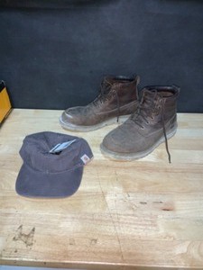 DEWALT Mens Halogen 6 Work Boots - Steel Toe - Black Full Grain Size 11(M) & Carhartt Mens OFA Black Cotton Canvas Cap. See Pictures