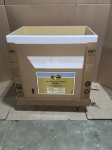 Hampton Bay Shaker Satin White Stock Assembled Sink Base Kitchen Cabinet (36 in. x 34.5 in. x 24 in.). See Pictures