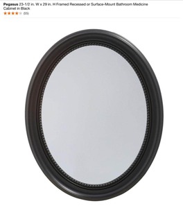 Home Decorators Collection 24 in. W x 30 in. H Fog Free Framed RecessedSurface Mount Medicine Cabinet(White) & Pegasus 23-12 in. W x 29 in. H Framed RecessedSurface Mount Medicine Cabinet(Black). See Pictures