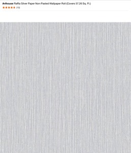 (5) Arthouse Raffia Silver Paper Non-Pasted Wallpaper Roll (Covers 57.26 Sq. Ft.). See Pictures