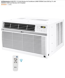 (2) LG Electronics 8,000 BTU 115-Volt Window Air Conditioner LW8017ERSM Cools 350 Sq. Ft. with ENERGY STAR and Remote, Wi-Fi Enabled. See Pictures