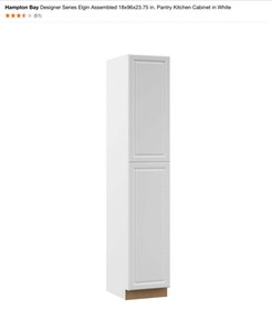 (3) Hampton Bay Designer Series Elgin Assembled 18x96x23.75 in. Pantry Kitchen Cabinet in White. See Pictures