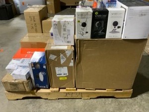 Pallet of Various Branded Lighting Fixtures, Vanity Bathroom Lights, Outlet Accessories & Video RingWyze Cameras. Various Conditions. See Pictures