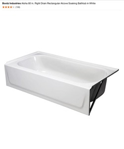 Bootz Industries Maui & Aloha 60 in. Right Drain Rectangular Alcove Soaking Bathtub in White & Maui 60 in. Left Drain Rectangular Bathtub in White. See Pictures