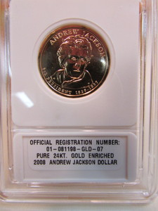 2008 Gold Plated Dollar Coin