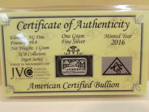 2016 1 Gram Silver Bar