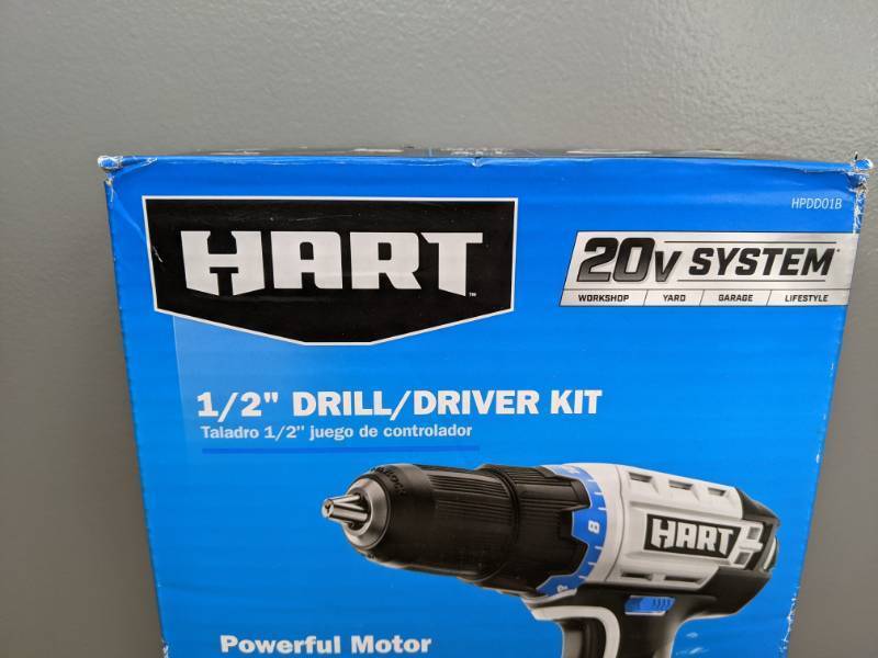 lot 31 image: Brand New HART 20-Volt Cordless 12-inch Drill Driver Kit 1.5Ah Lithium-Ion Battery & Charger - T