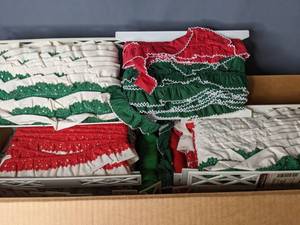 lot 157 image: Large Lot of Christmas Themed Fabric Trim Crochet, Lace, Embroidered, Plaid, Solid and More - Z