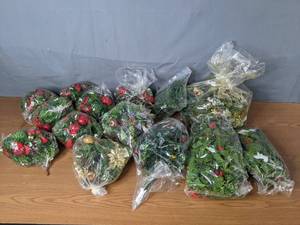 lot 99 image: Large Assortment of Christmas Bouquet Bushes Faux Pine Picks - Z