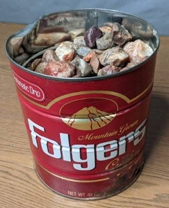 lot 77 image: Large Folgers Coffee Can Full of Rocks, Stones and Pebbles - Z