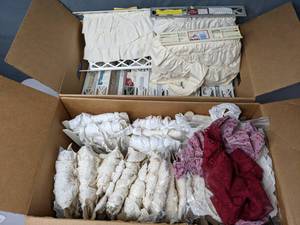 lot 114 image: Large Assortment of Eyelet, Ruffle, and Lace Trim Fabric - Z