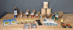 lot 143 image: Slew of Sewing Surprises Boxes of NEW Thread, Elastic, Rotary Cutter Blades, Needles and More - Z