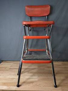 lot 127 image: Vintage Cosco Red and Chrome Step Stool - Z