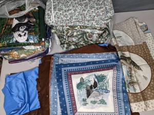 lot 252 image: Assortment of Fabrics and Some Unfinished Pillows - Z