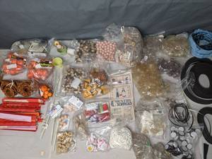 lot 222 image: Assortment of Craft Supplies Suction Cups, Country Stencils, Wooden Beads, & More - Z