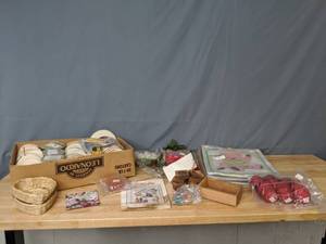 lot 220 image: Large Assortment of Ribbons & Craft Supplies Baskets, Fabric, & More - Z