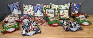 lot 194 image: Assortment of Unfinished Christmas Accent & Throw Pillows - Z