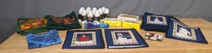 lot 199 image: Assortment of Unfinished Potholders, Maxi-Lock Serger Thread, Brass Safety Pins, & More - Z