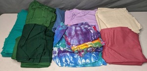 lot 314 image: Assortment of Solid Colored Fabric Pink, Green, Lilac, Tie-Dye & More - Z