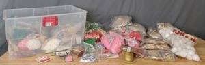 lot 292 image: Crafting Supplies Bags of NEW Pom Poms, Googly Eyes, Wood Cut-Out Reindeer, Trim and More - Z