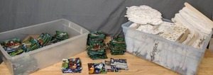 lot 297 image: Stacks of Handmade Christmas, Halloween & Fishing Themed Coasters & Multiple Bolts of Eyelet Lace - Z