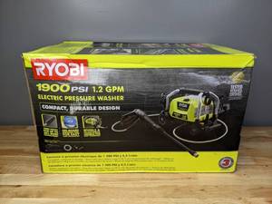 lot 5 image: Brand New Ryobi 1900 PSI 1.2 GPM Cold Water Wheeled Electric Pressure Washer - T