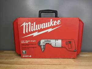 lot 7 image: Brand New Milwaukee 7 Amp Corded 12 in. Corded Right-Angle Drill Kit with Hard Case 3107-6 - T