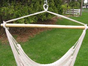 lot 18A image: NEW Comfortable Large Adult White Hammock Swing - X