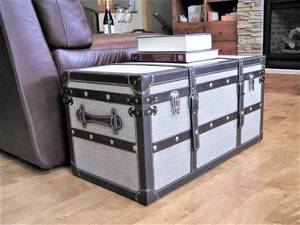lot 55A image: NEW Classic Medium Cedar Trunk with Faux Leather - X