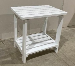 lot 113A image: NEW Indoor  Outdoor Small White Cedar Wood Side Table - X