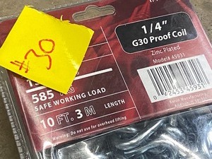 (1) New 10ft Length Of 14 G30 Proof Coil Chain -- 1300#