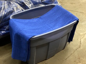 Pallet Lot Of (10) Bags Of Blue Table Drapes & Side Skirts