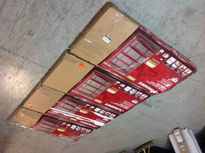 Lot of 4 Assorted 5-Tier Heavy Duty Steel Garage Storage Shelving Unit in Red (48 in. W x 78 in. H x 24 in. D) by Husky Customer Returns See Pictures