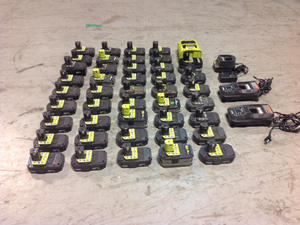 Lot of Ryobi Batteries and Chargers See pictures