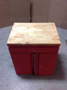 Heavy Duty Welded 20-Gauge Steel 1-Drawer 2-Door Garage Base Cabinet in Red (28 in. W x 32 in. H x 21.5 in. D) by Husky Customer Returns See Pictures