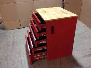 Heavy Duty Welded 18-Gauge Steel 5-Drawer Garage Base Cabinet in Red (28 in. W x 32 in. H x 21.5 in. D) by Husky Customer Returns See Pictures