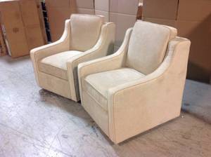 Lot of 2 Assorted Lois Cream Chenille Swivel Chair by Madison Park Customer Returns See Pictures