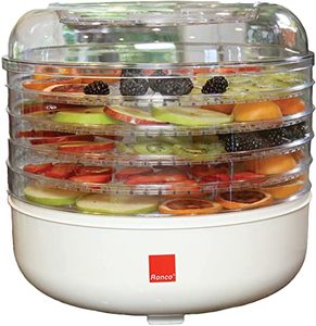 Ronco 5-Tray Dehydrator, Food Preserver Quiet & Easy Operation, for Beef, Turkey, Chicken, Fish Jerky, Fruits, Vegetables, Classic White