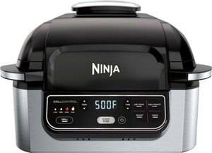 Ninja Foodi 5-in-1 Indoor Grill with 4-qt Air Fryer, Roast, Bake, & Dehydrate - Stainless SteelBlack