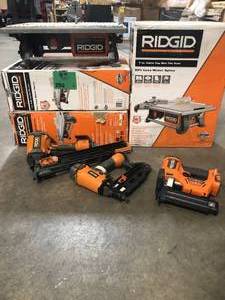 lot 23 image: Mix Lot of Ridgid Tools (3 nailers, 2 Tile Saws) various conditions - review all pictures