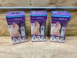 lot 95 image: FINISHING TOUCH Lot of 3- Naked Nails Electronic Nail Care Systems, FileBuff and Shine Effortlessly