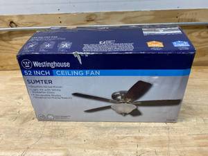 lot 101 image: WESTINGHOUSE LIGHTING Sumter Two-Light Reversible Five-Blade Indoor Ceiling Fan, 52-Inch