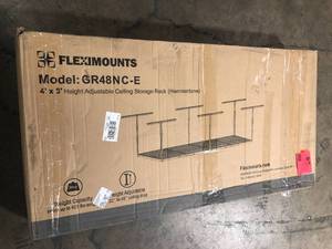 FLEXIMOUNTS Gunmetal Gray Adjustable Height Overhead Garage Storage Rack (48 in W x 96 in D) - good condition - review all pictures
