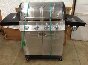 Dyna Glo  Premier 4-Burner Natural Gas Grill in Stainless Steel with Side Burner open box scratched and dent see pictures