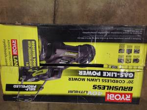 Ryobi 40V Brushless 20 in. Cordless Walk Behind Self-Propelled Lawn Mower open box customer return see pictures
