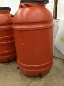 Lot of 2 - Upcycle 55 Gallon Terra Cotta Rain Barrel customer return see pictures
