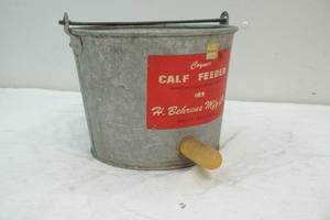 lot 35 image: vintage calf feeder galvanized bucket