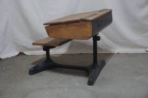 lot 117 image: antique wood school desk