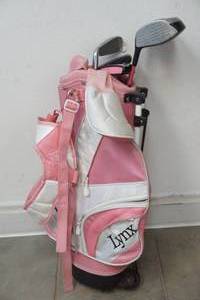 lot 214 image: Lynx golf bag with Lynx clubs