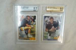lot 243 image: 1991 Upper Deck Brett Fravre graded trading cards